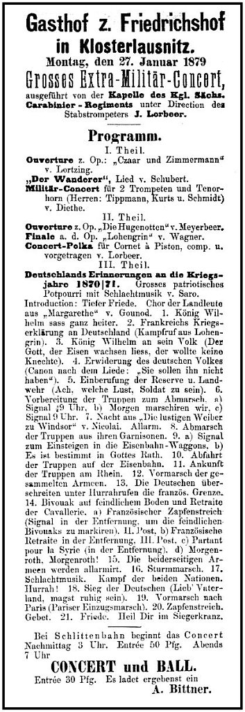 1879-01-27 Kl Friedrichshof Militaerkonzert 2